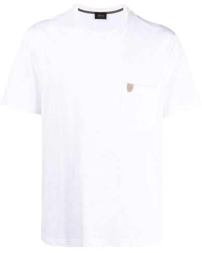 Brioni T-shirt en coton à poche plaquée - Blanc