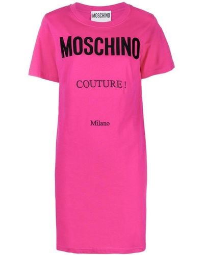 Moschino Vestido estilo camiseta con logo - Rosa