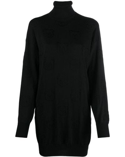 Moschino Teddy Bear Intarsia-knit Mini Dress - Black