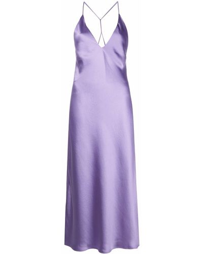 Blanca Vita Vestido con cuello en V - Morado