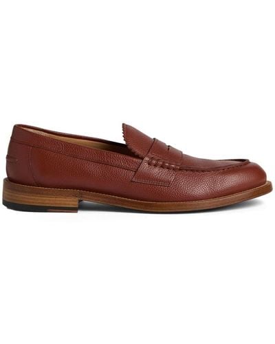 DSquared² Pebbled Leather Penny Loafers - Brown