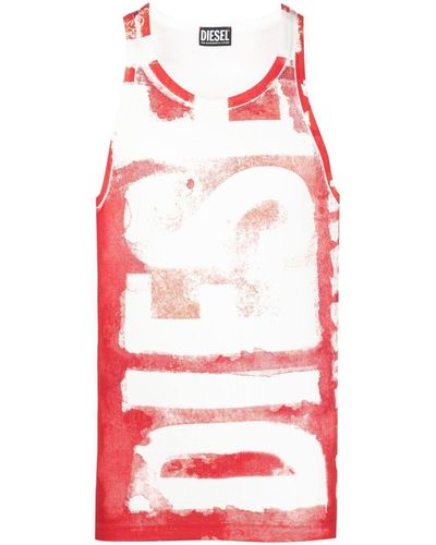DIESEL Canotta con logo effetto bleed-through - Rosso