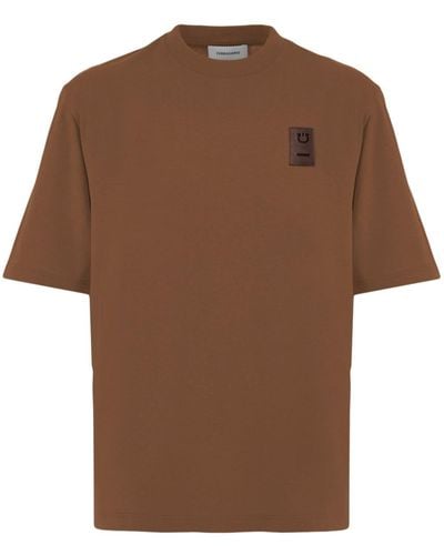 Ferragamo Logo-appliqué Cotton T-shirt - Brown