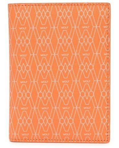 Wolf Logo Print Bi-fold Card Wallet - Orange