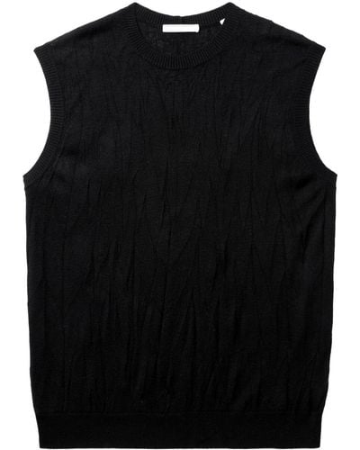 Helmut Lang Intarsia-knit Ribbed-trim Vest - Black