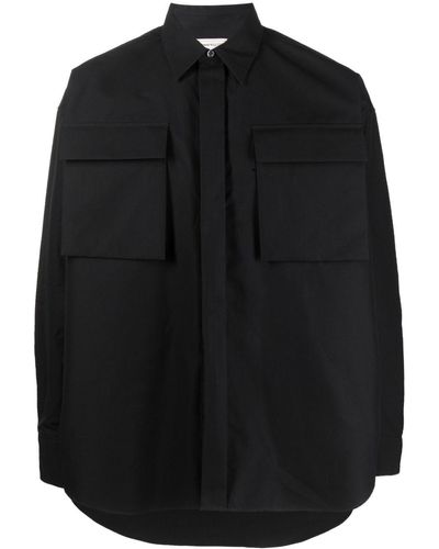 Alexander McQueen Camisa con bolsillos de solapa - Negro