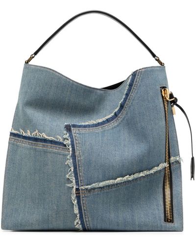 Tom Ford Grand sac porté épaule en jean - Bleu