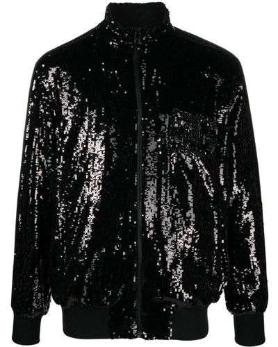 Dolce & Gabbana Sequinned Silk Track Jacket - Black