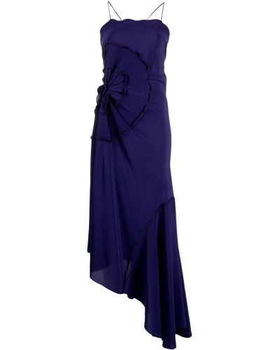 Victoria Beckham Asymmetric Silk Dress - Blue