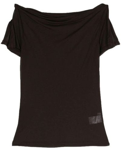 Paloma Wool Camiseta translúcida de punto fino - Negro