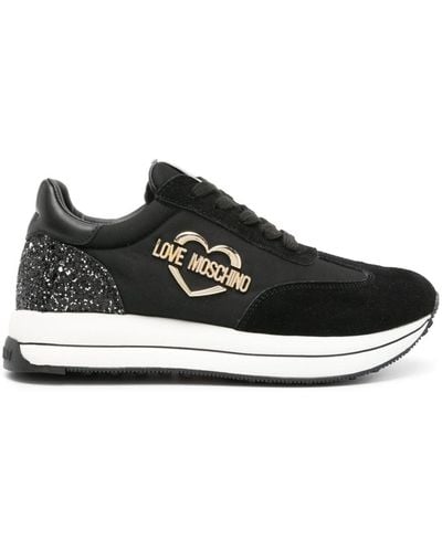 Love Moschino Logo-lettering Glitter Sneakers - Black