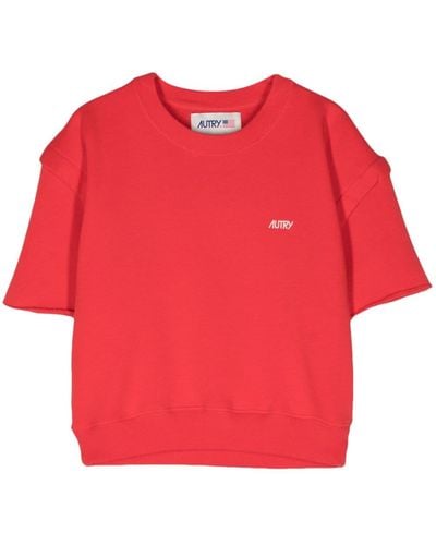 Autry Katoenen T-shirt Met Geborduurd Logo - Rood