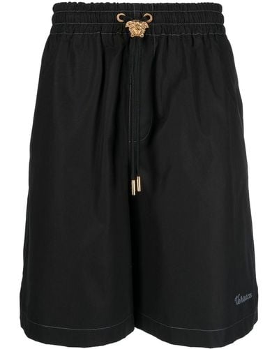 Versace La Colonna Embroidered Track Shorts - Black