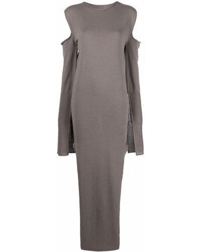 Rick Owens Cape-sleeve Knit Dress - Gray