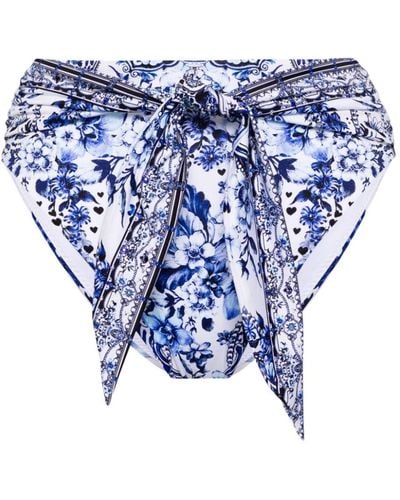 Camilla Glaze And Graze High-waist Bikini Briefs - Blue