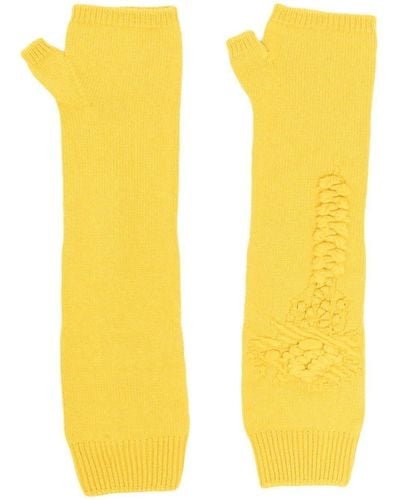 Barrie Cashmere Fingerless Mittens - Yellow