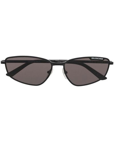Balenciaga Logo-engraved Rectangular-frame Sunglasses - Brown