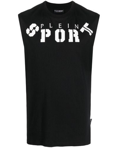Philipp Plein Top sin mangas con logo estampado - Negro