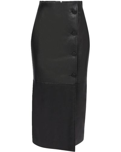 Nina Ricci Leather Midi Pencil Skirt - Black