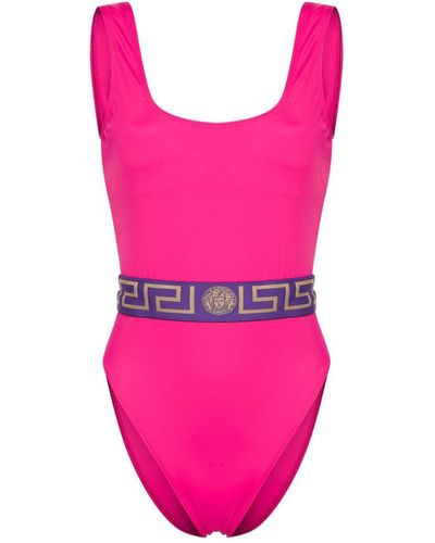 Versace Greca-waistband Swimsuit - Pink