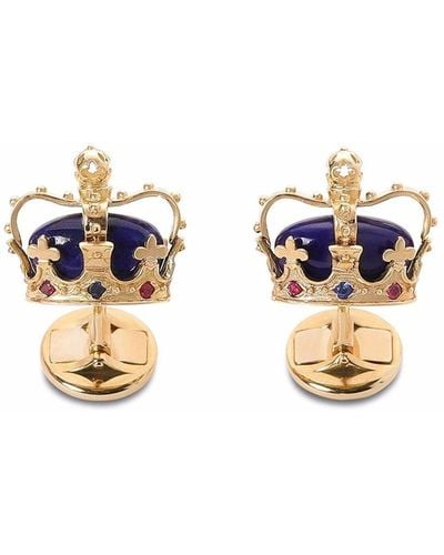 Dolce & Gabbana Gemelos con motivo de corona con detalle de gemas - Metálico