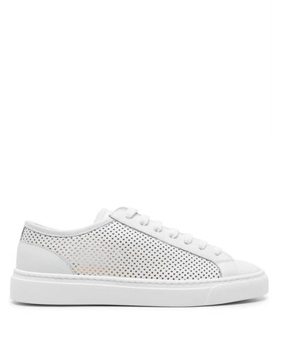 Doucal's Perforated Leather Sneakers - White