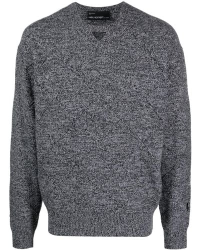 Neil Barrett Crew-neck Chunky-knit Sweater - Gray