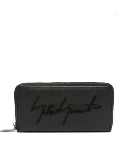 discord Yohji Yamamoto Logo-embossed Leather Wallet - Black