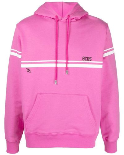 Gcds Cotton Sweatshirt With Striped Detail - Pink