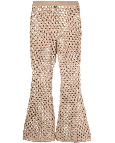 By Malene Birger Crochet-knit Flared Trousers - Natural
