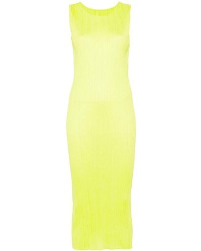 Pleats Please Issey Miyake New Colorful Basics 3 Midi Dress - Yellow