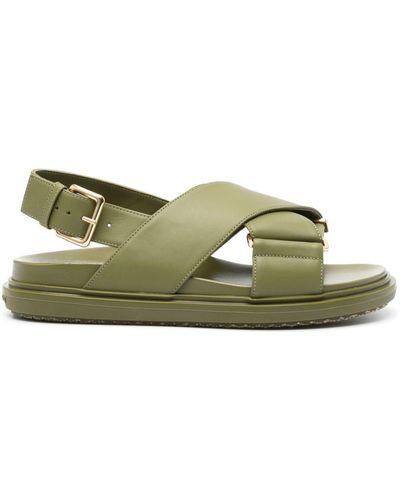 Marni Fussbet Leather Sandals - Green