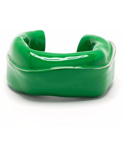 Bottega Veneta Fold Enamel Cuff Bracelet - Green