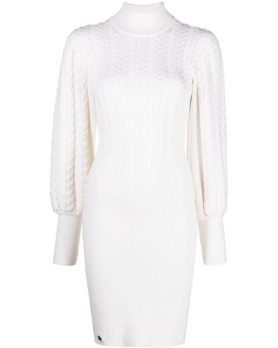 Philipp Plein Cable-knit High-neck Dress - White