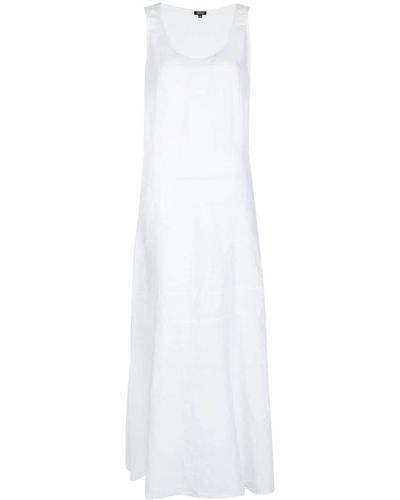 Aspesi Panelled Scoop-neck Linen Dress - White