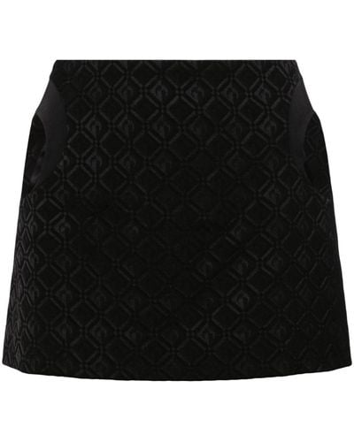 Marine Serre Moon Diamant-jacquard Miniskirt - Black