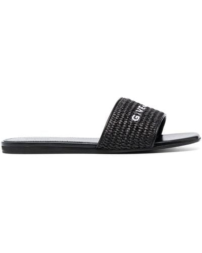 Givenchy 4g Leather Flat Sandals - Black