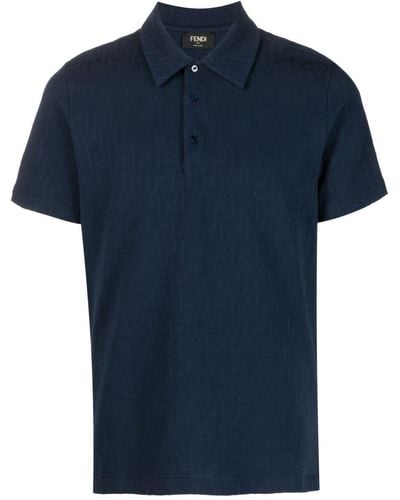 Fendi Polo con monograma en jacquard - Azul