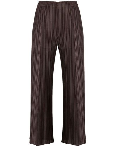 Pleats Please Issey Miyake Mellow Pleated Cropped Pants - Brown