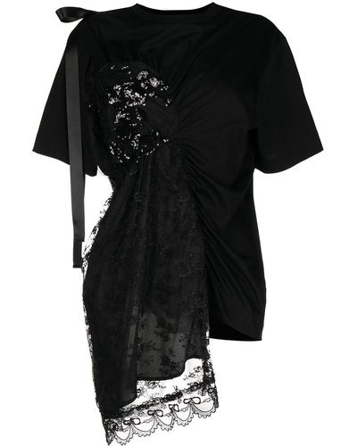 Simone Rocha T-shirt à empiècement à sequins - Noir