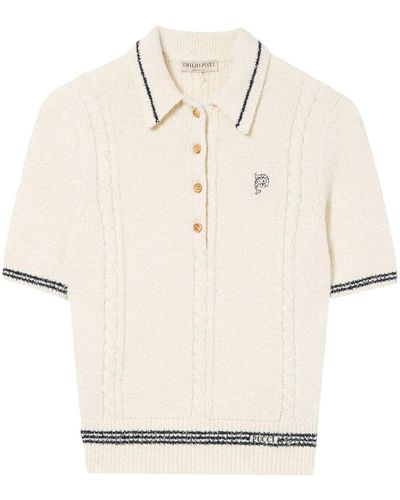 Emilio Pucci Cable-knit Polo Shirt - Natural