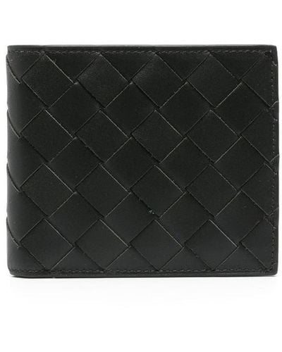 Bottega Veneta イントレチャート 二つ折り財布 - ブラック