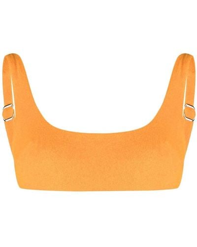 Form and Fold The Crop Mango Terry Bikini Top - Orange