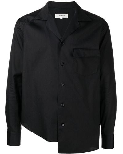 Sulvam Asymmetrisch Overhemd - Zwart