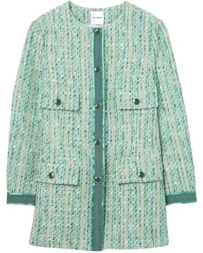 St. John Lurex Slub Tweed Jacket - Green