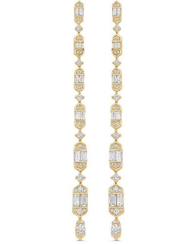 Sara Weinstock 18kt Yellow Gold Taj Baguette Vertical Drop Earrings - Metallic