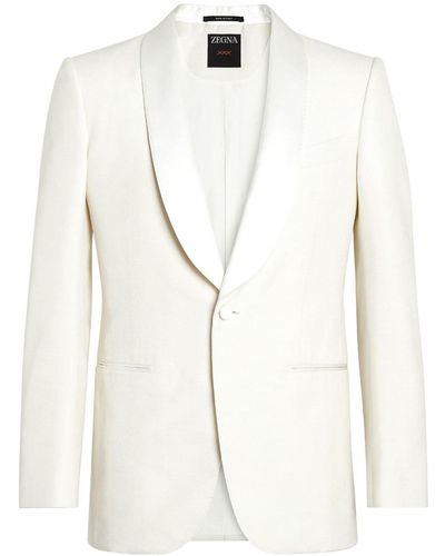 Zegna Single-breasted silk blazer - Bianco