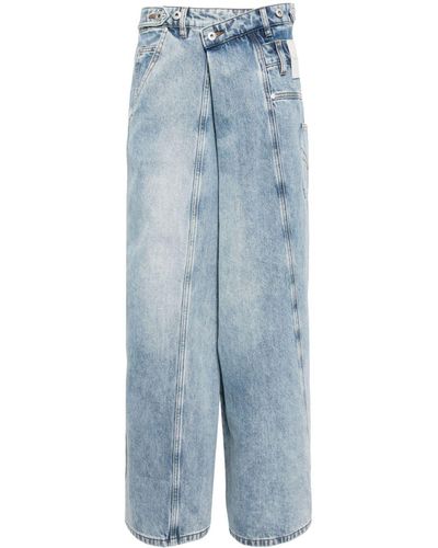Feng Chen Wang Twist-detail Wide-leg Jeans - Blue