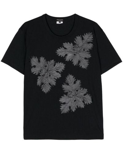 Comme des Garçons Leaf-appliqué Crew-neck T-shirt - Black