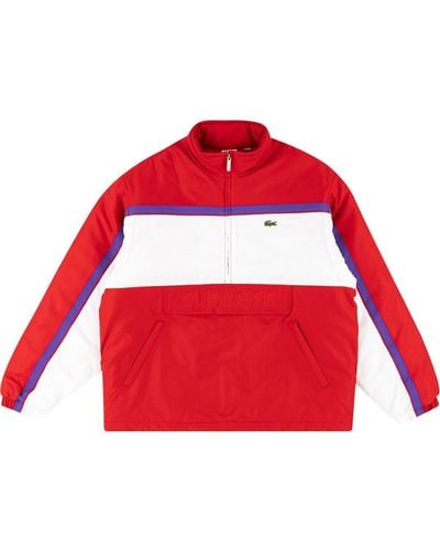 Supreme X Lacoste Pullover Met Halve Rits - Rood